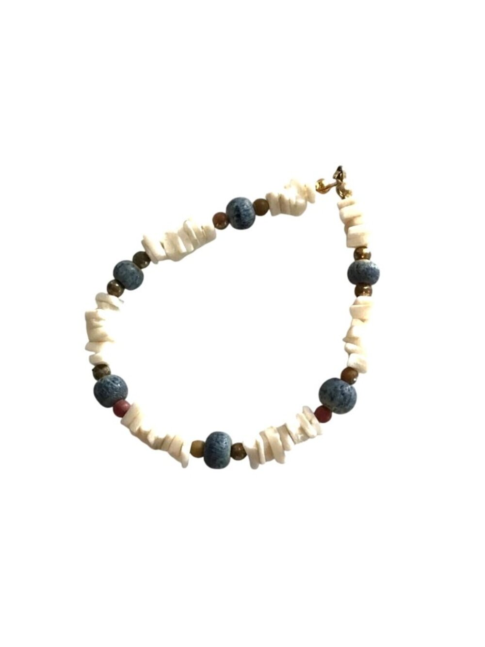 BEAUTIFUL WOMENS BEADED WHITE/BLUE WRIST BRACELET